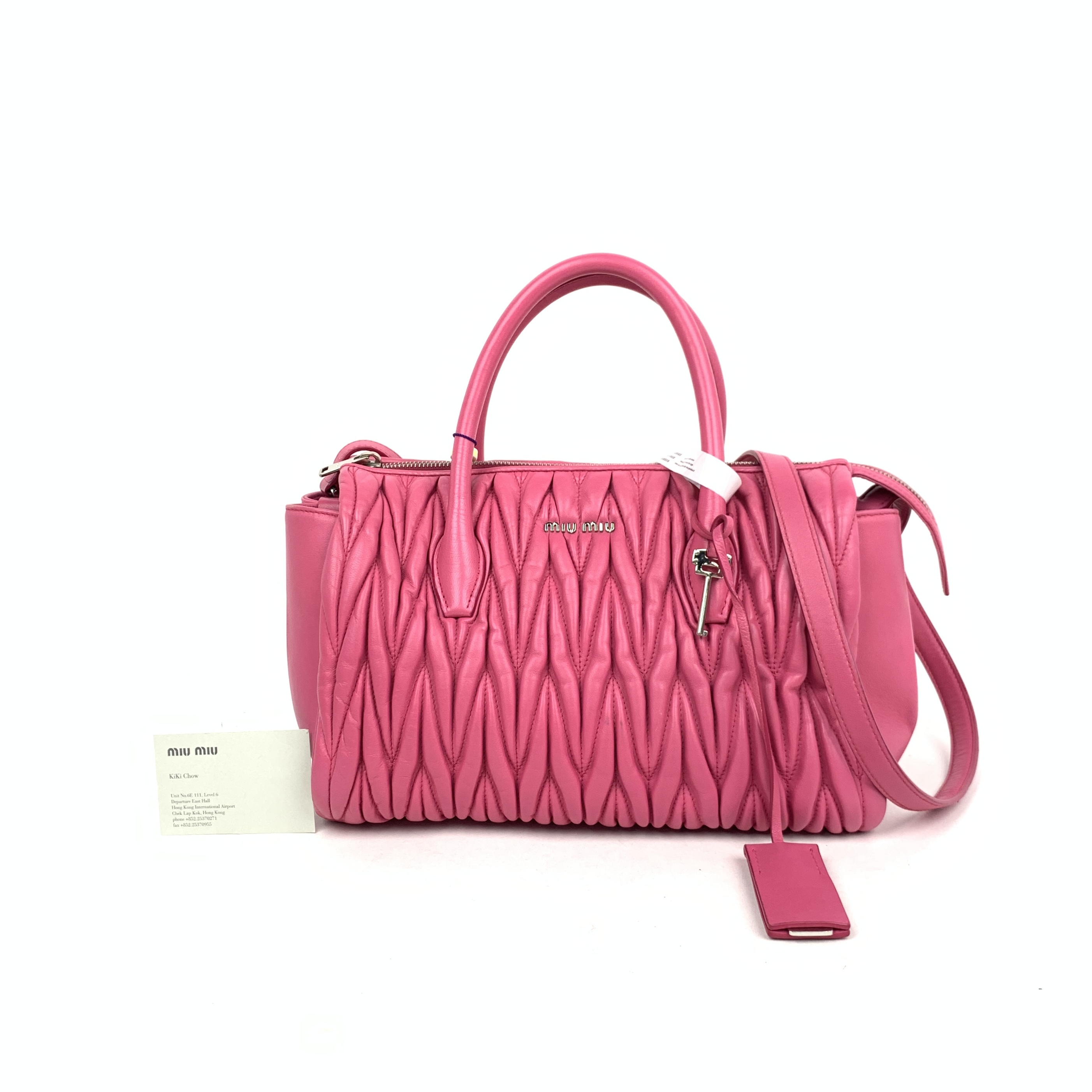 Miu Miu Pink Lambskin Leather Matelasse Shoulder Bag Handbag
