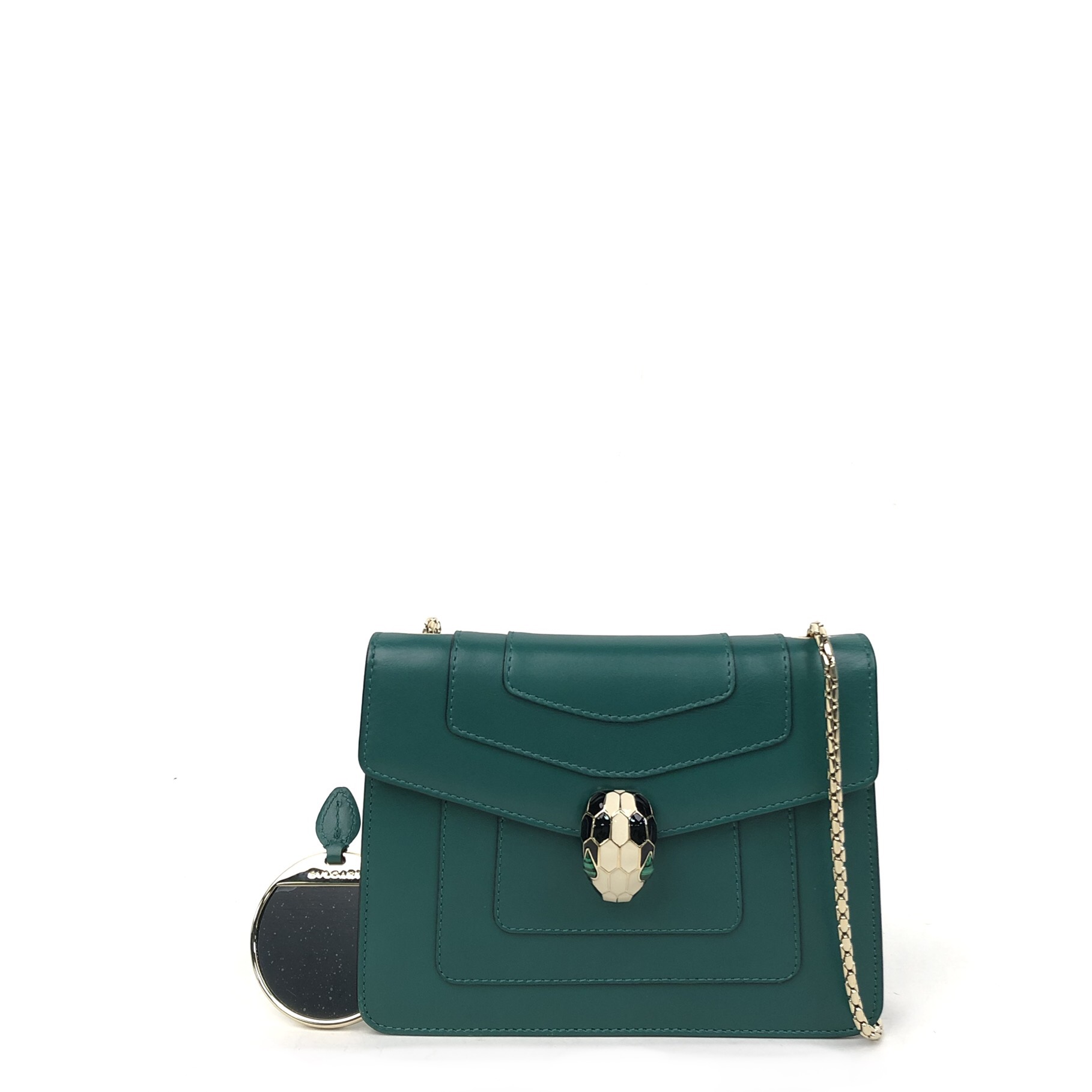 BVLGARI SERPENTI FOREVER Shoulder Bag Cowhide Green