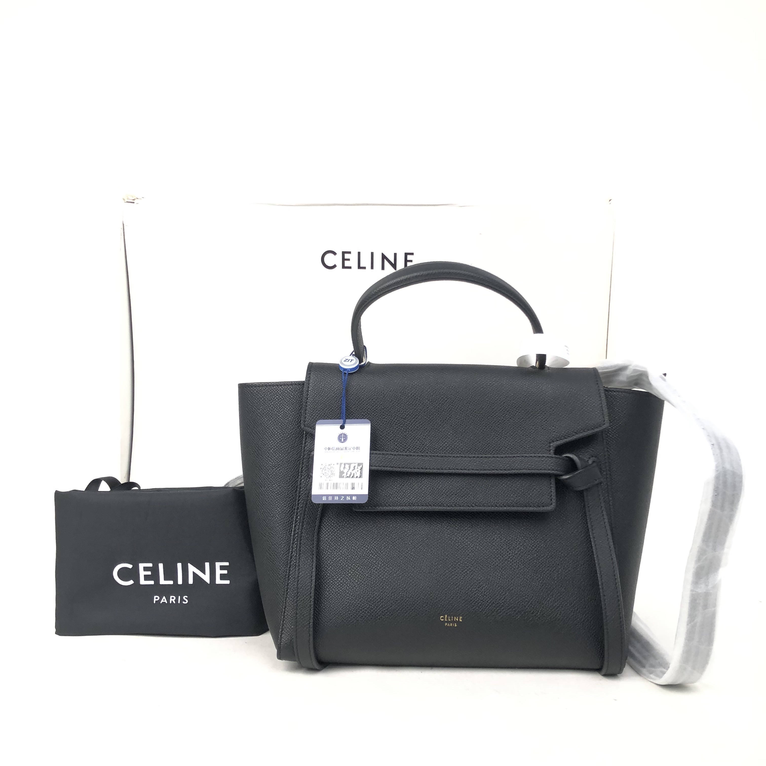 Celine BELT Shoulder Bag Cowhide Black - Picture 1 of 9