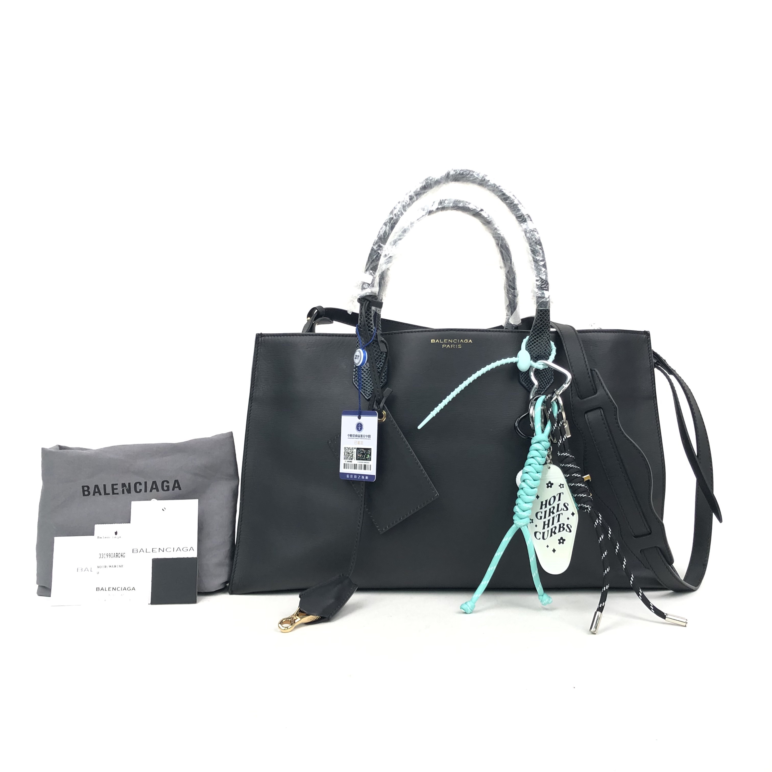 Balenciaga Shopping bag Tote Bag Cowhide Leatherer Black