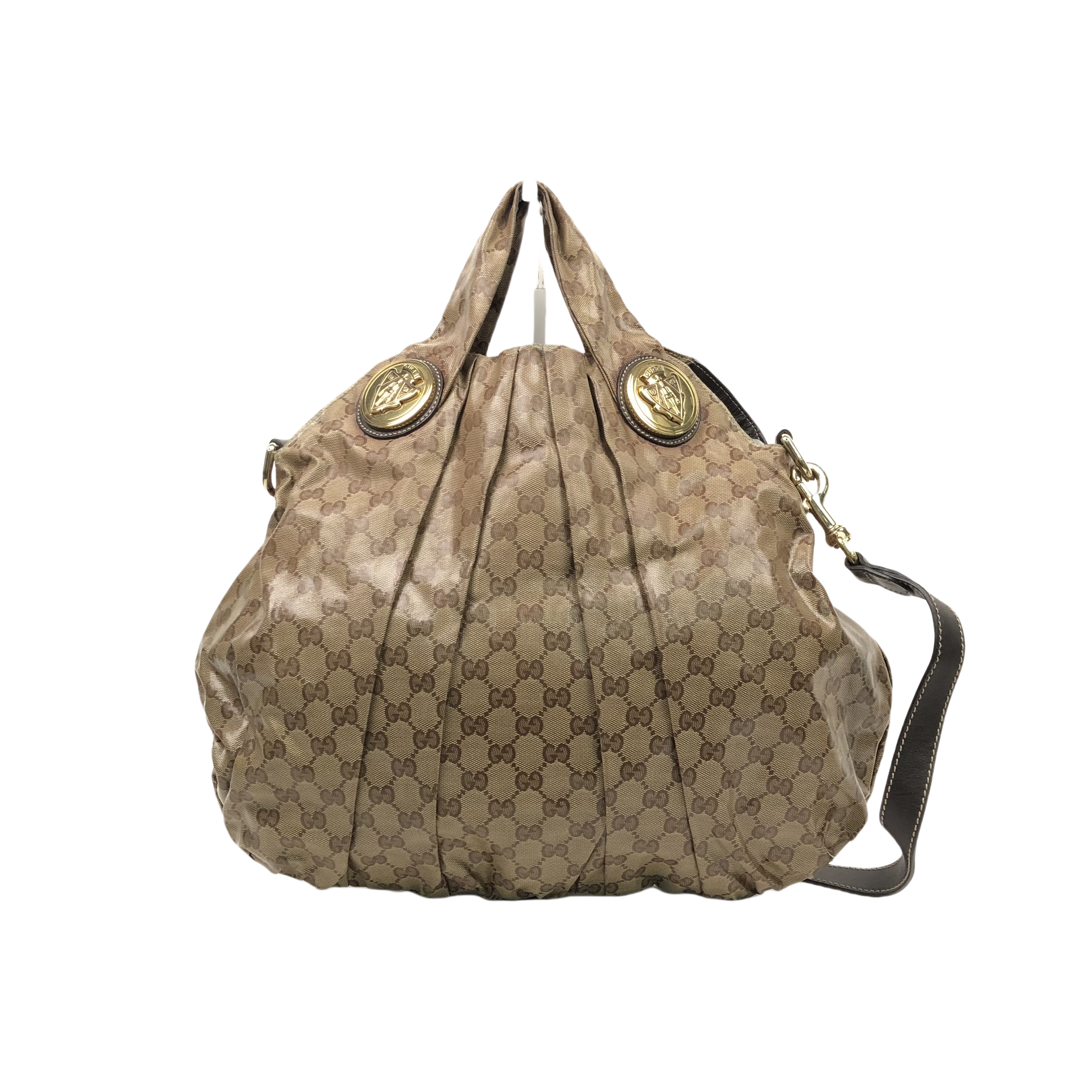 Gucci Brown GG Crystal Canvas Medium Hysteria Hobo Bag