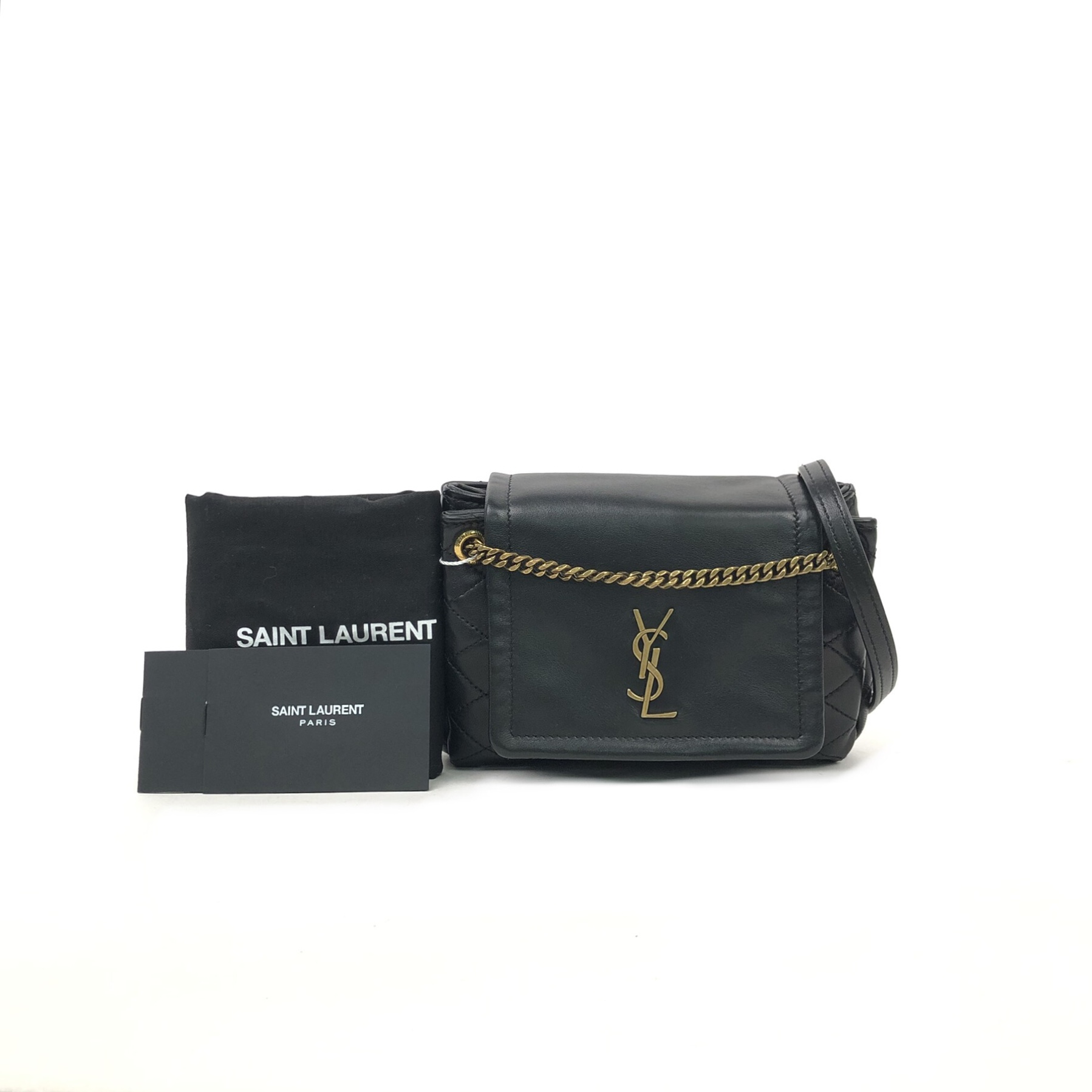 Saint Laurent Mini Monogram Nolita Bag Black Sheepskin Crossbody Bag Handbag