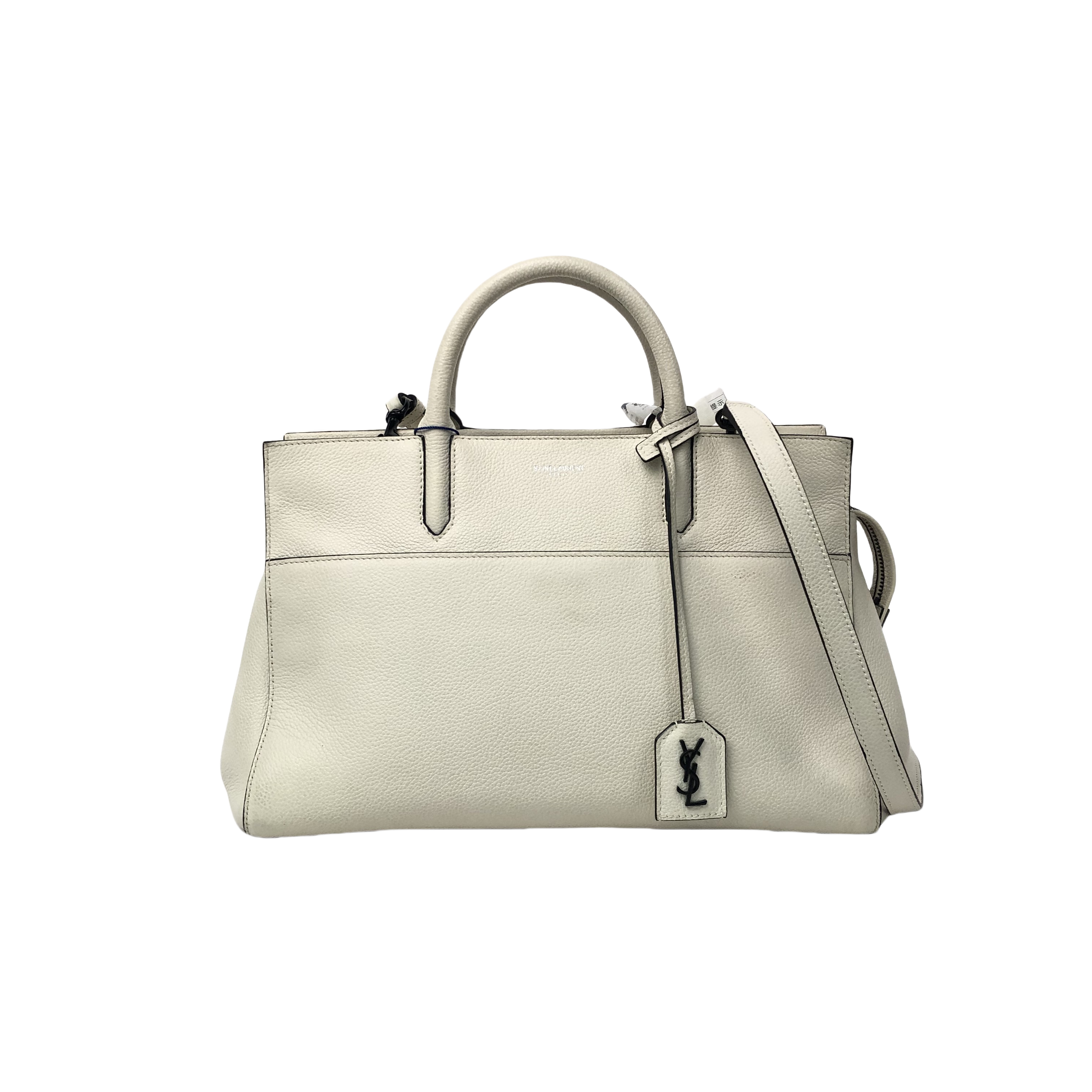 YSL CABAS RIVE GAUCHE Handbag Shoulder Bag Cowhide White