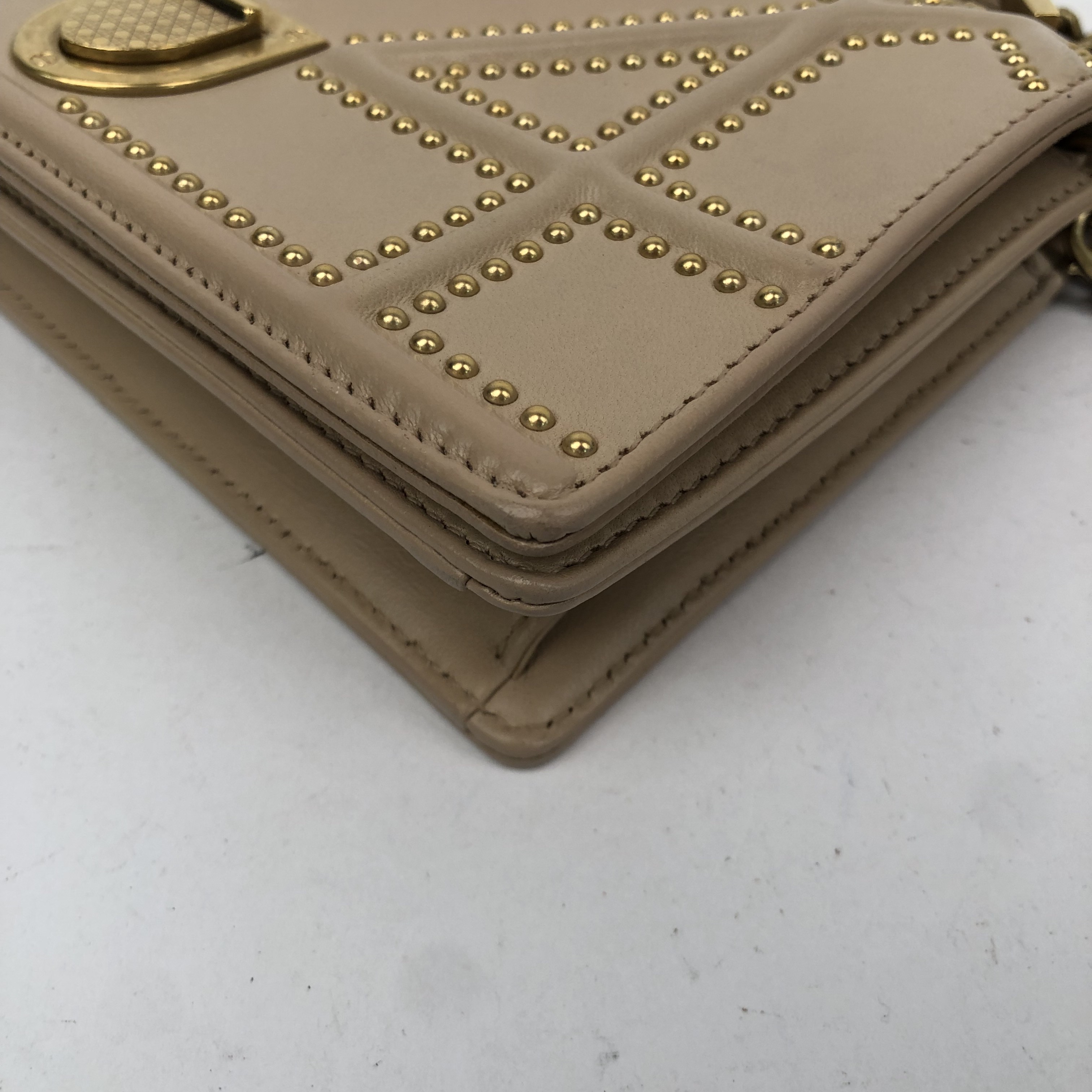 CHRISTIAN DIOR Studded Diorama WOC Shoulder Bag Sheepskin Khaki - Picture 7 of 15