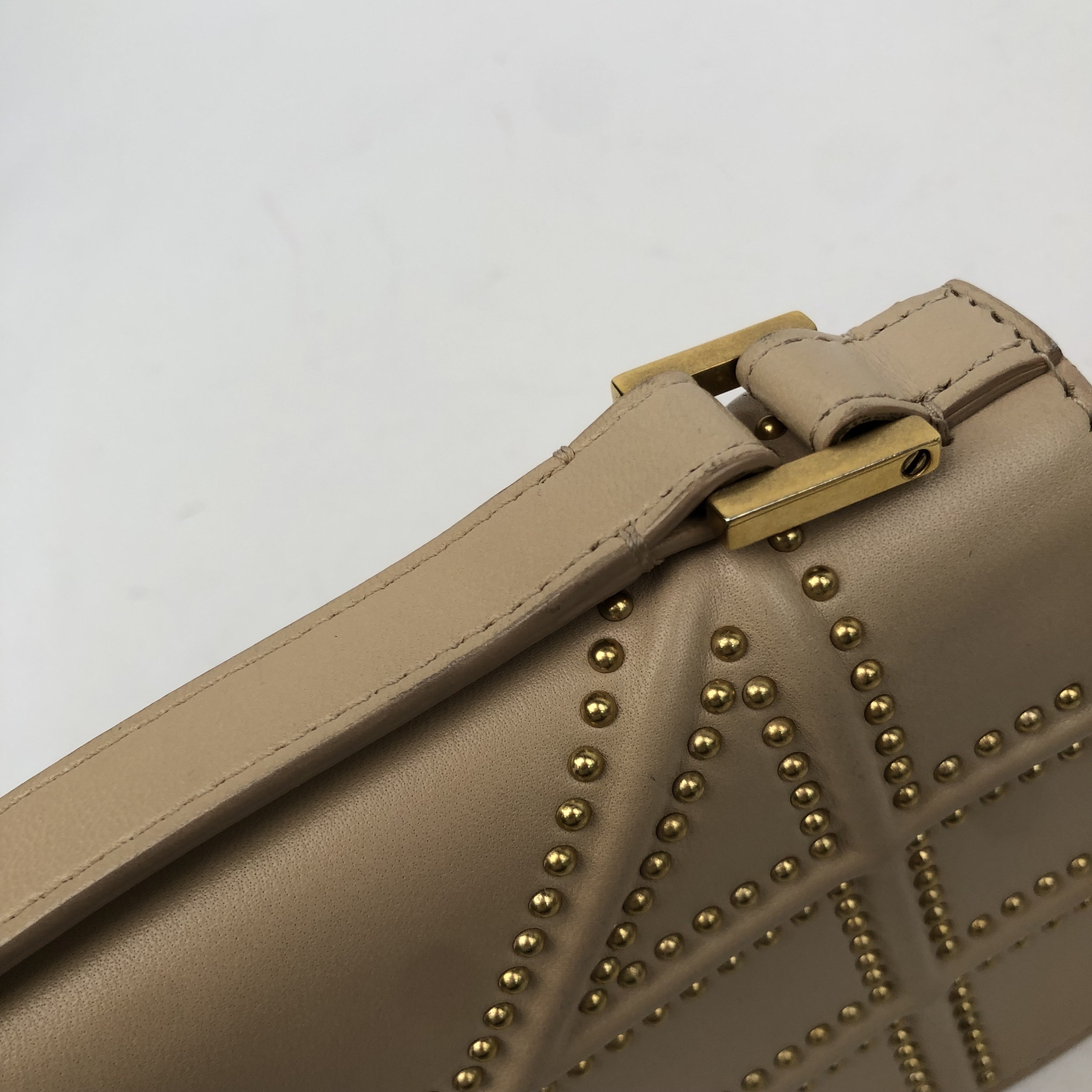 CHRISTIAN DIOR Studded Diorama WOC Shoulder Bag Sheepskin Khaki - Picture 14 of 15