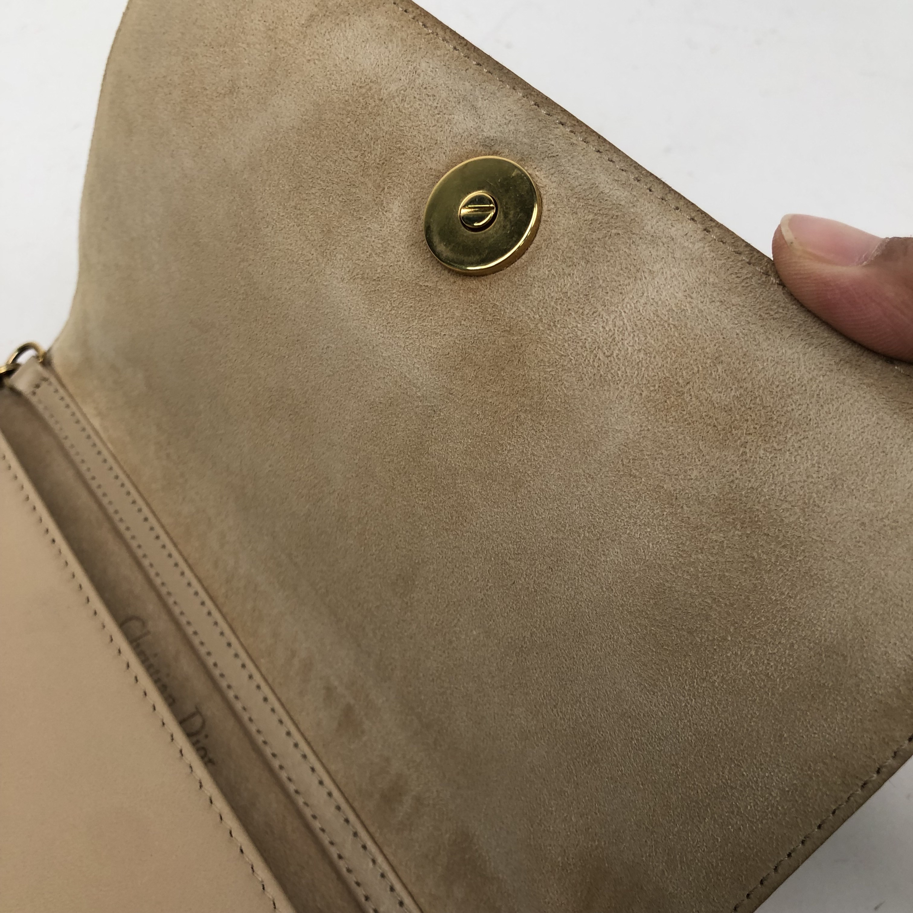 CHRISTIAN DIOR Studded Diorama WOC Shoulder Bag Sheepskin Khaki - Picture 10 of 15