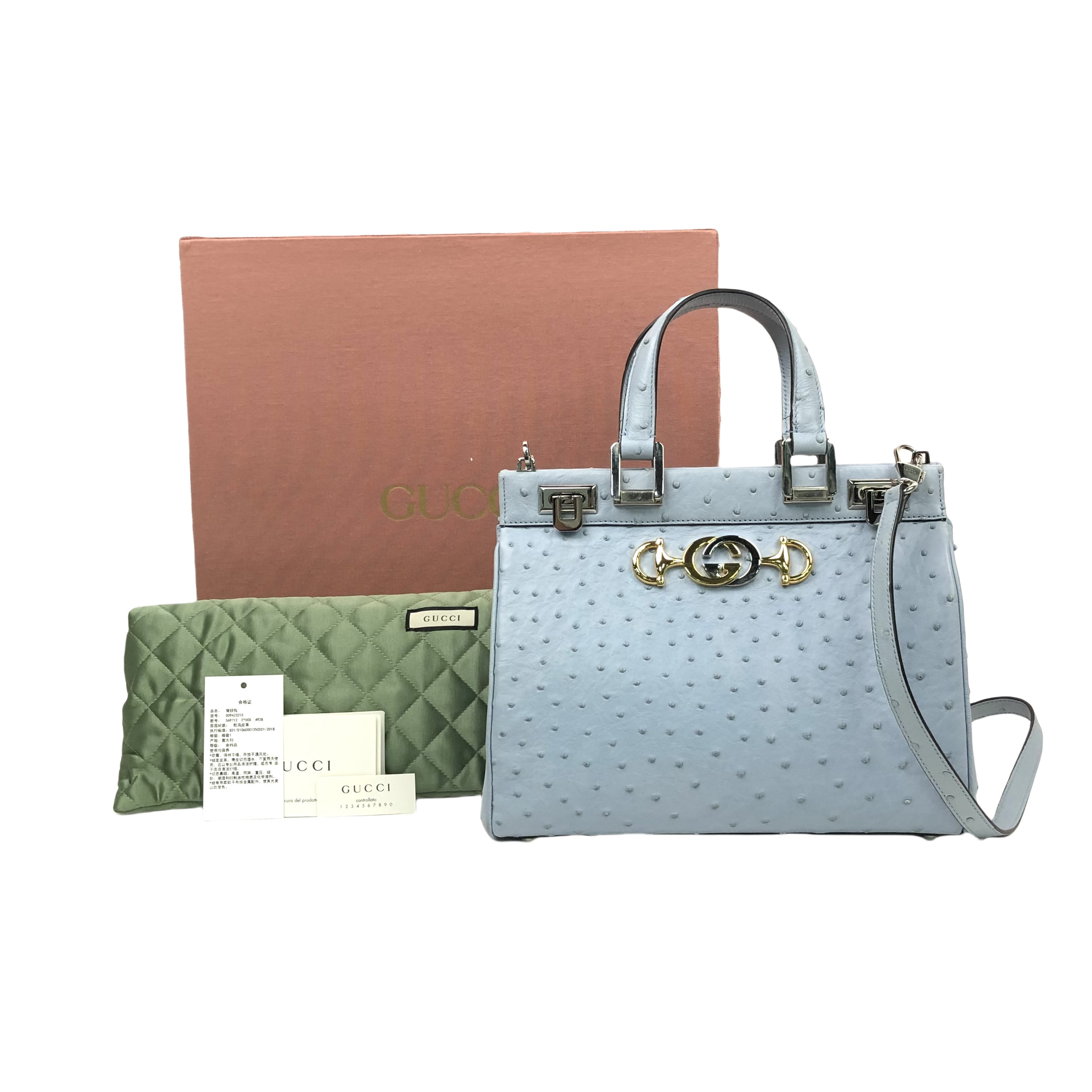 Gucci  Shoulder Bag Ostrich skin Blue